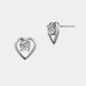 Orafina 10K White Gold & White Topaz heart Stud Earrings